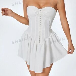 White corset mini dress bridal shower bachelorette